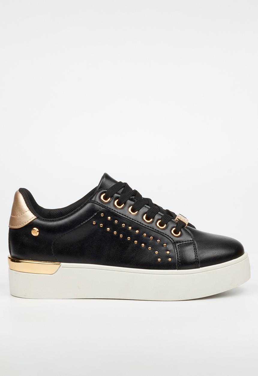 Miss Black - Cyrus 1 embellished lace up sneaker - black