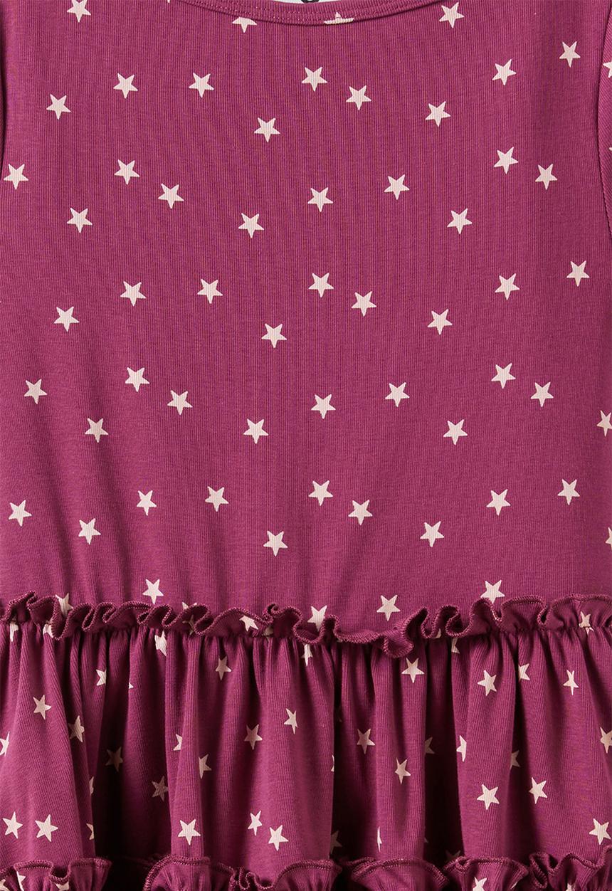 Cotton On - Boat Neck Short Sleeve Dress - Berry Jam/Star