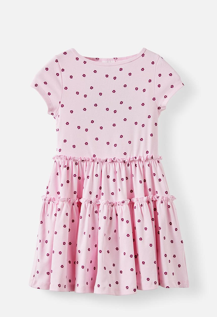 Cotton On - Boat Neck Short Sleeve Dress - Ballet Pink/Floral