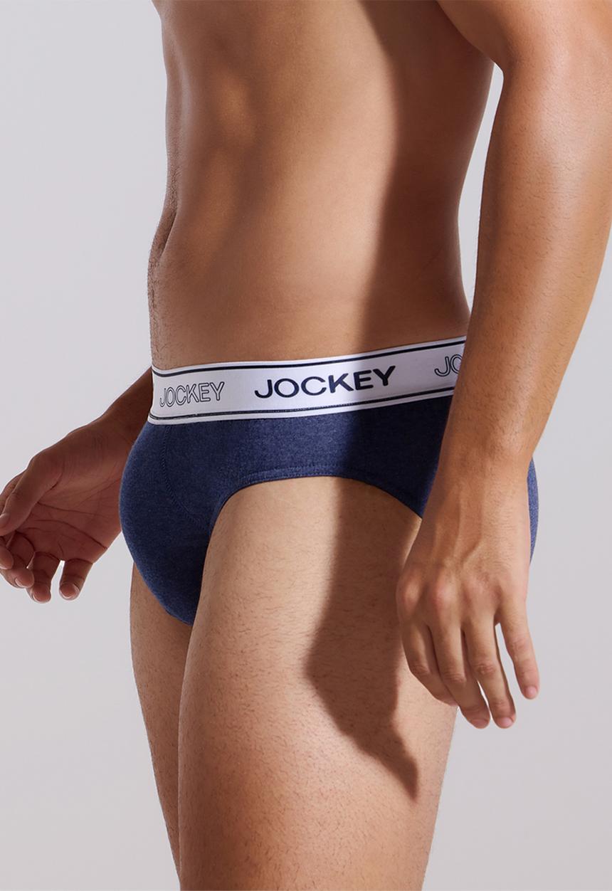 Jockey - 3Pk Monochrome Digi Elastic Recycled Poly Cotton Melange Brief-Grey Melange/Indigo Melange/Charcoal Melange