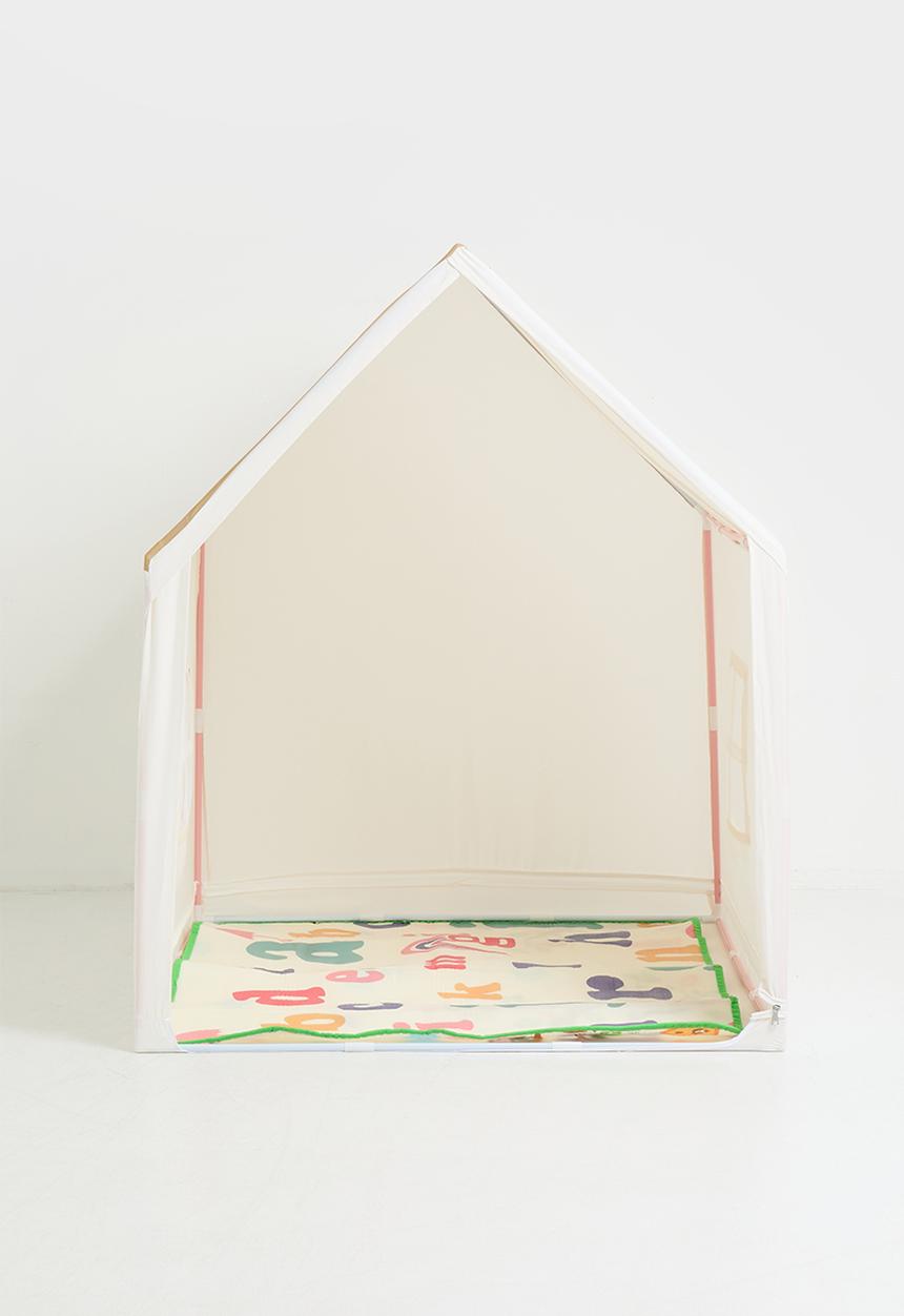 Pop Candy - Indoor play tent - neutral/maroon stripes