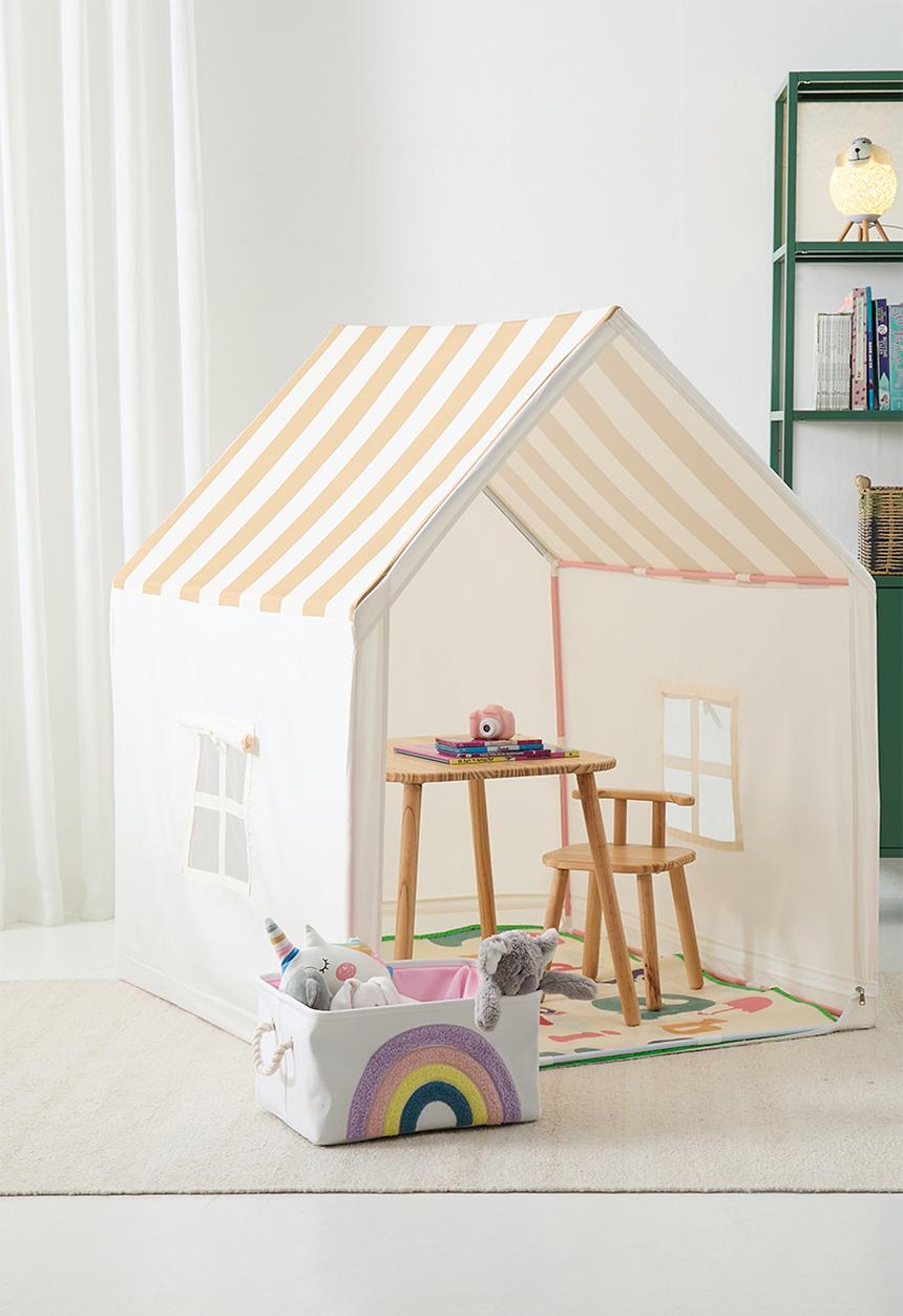 Pop Candy - Indoor play tent - neutral/maroon stripes