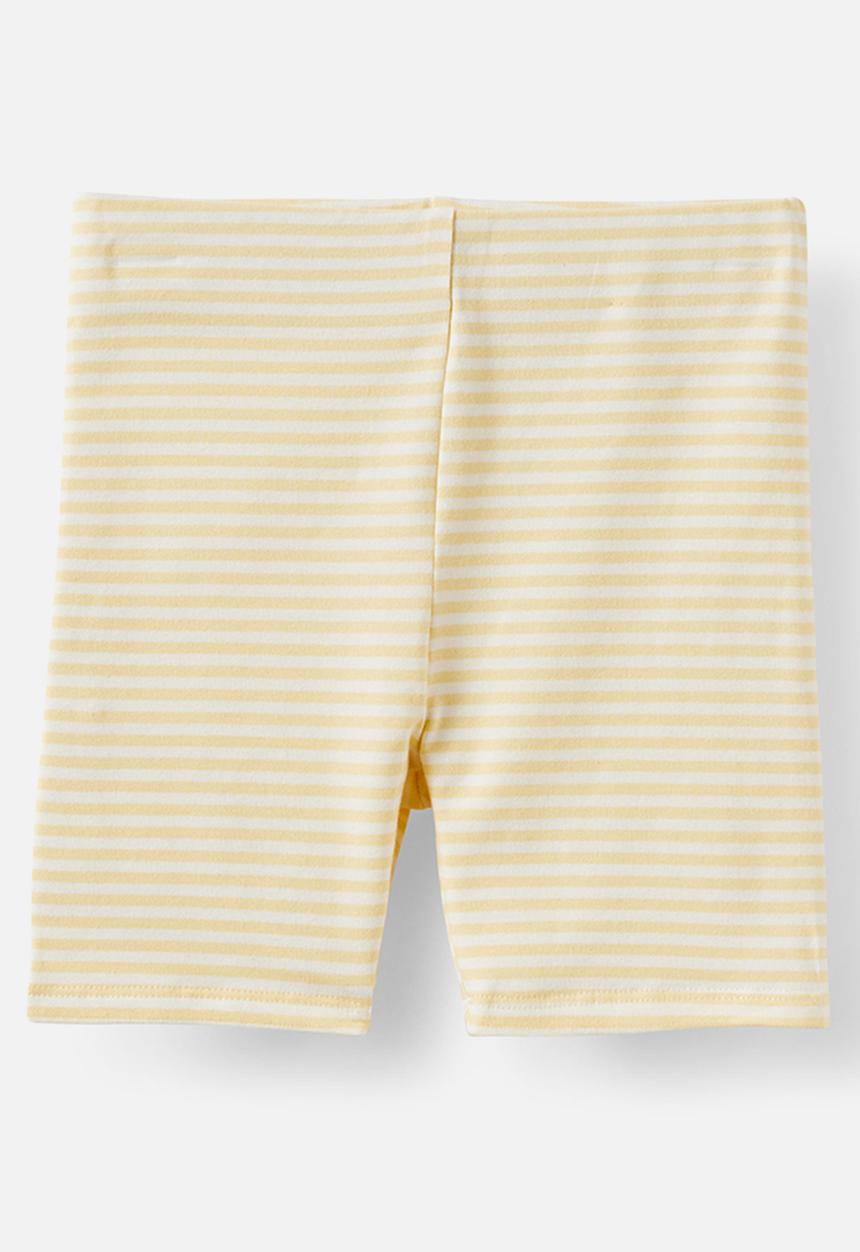 Cotton On - 2 Pack Essential Bike Short - Butter Yelow/Stripe & Butter Yellow/Summer Y