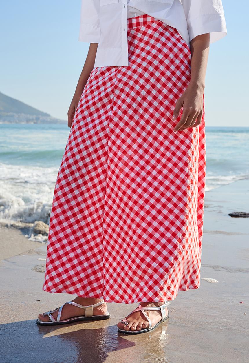 Me&B - Red Gingham Bias Skirt - Redgingham