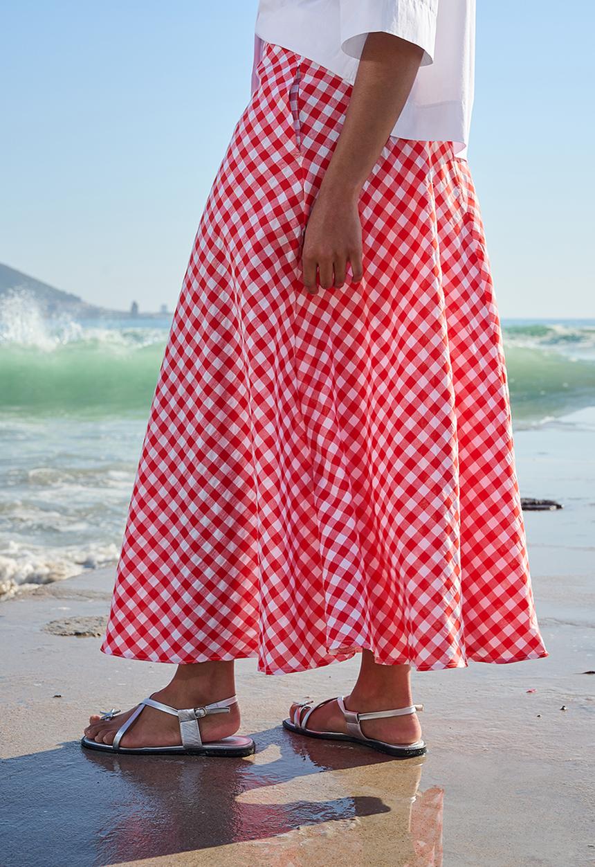 Me&B - Red Gingham Bias Skirt - Redgingham