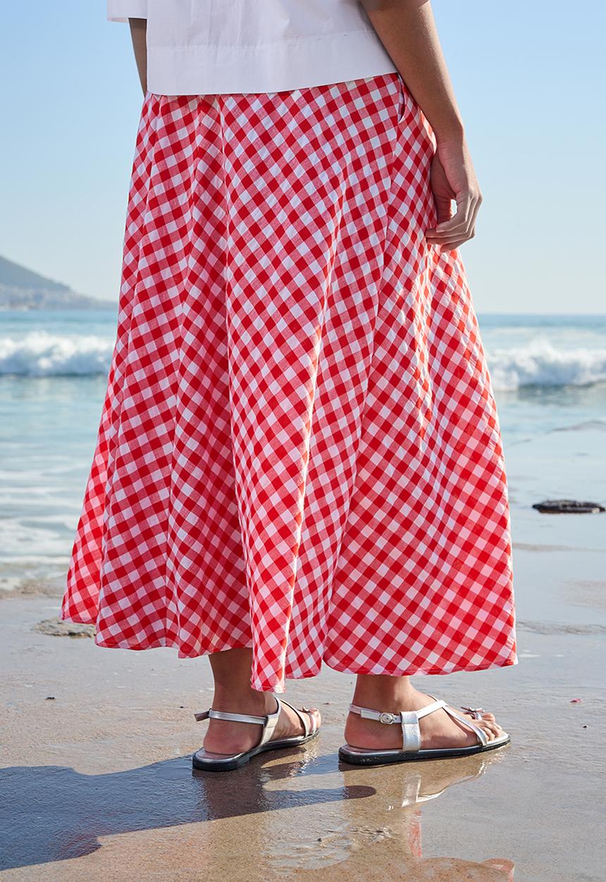 Me&B - Red Gingham Bias Skirt - Redgingham