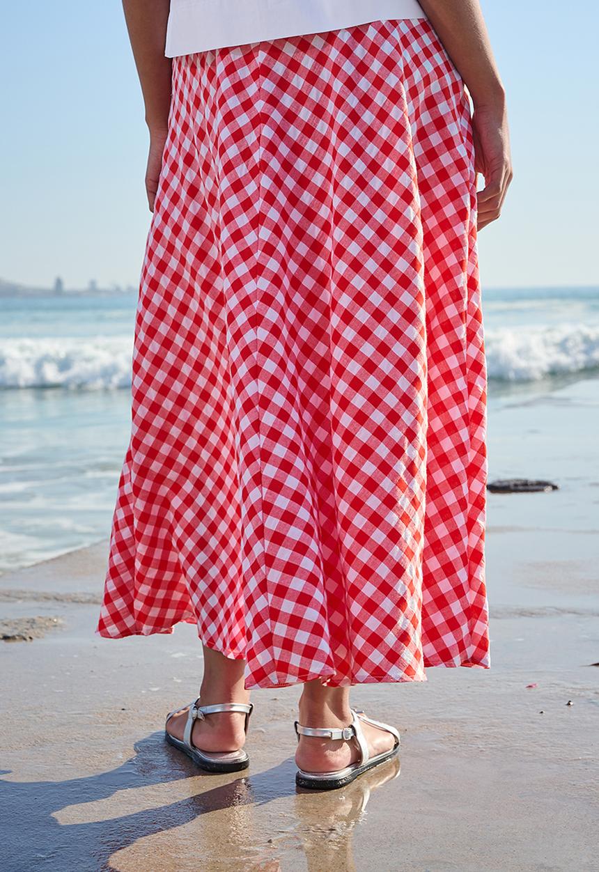 Me&B - Red Gingham Bias Skirt - Redgingham
