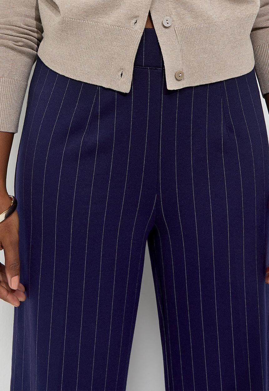 New Look - Susan Stripe John Jersey Wl Trousers - Blue Pinstripe