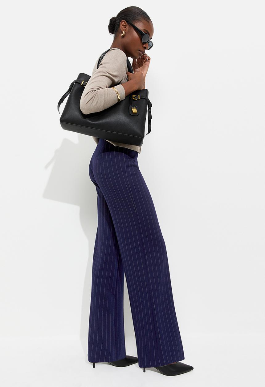 New Look - Susan Stripe John Jersey Wl Trousers - Blue Pinstripe