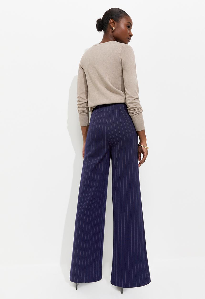 New Look - Susan Stripe John Jersey Wl Trousers - Blue Pinstripe