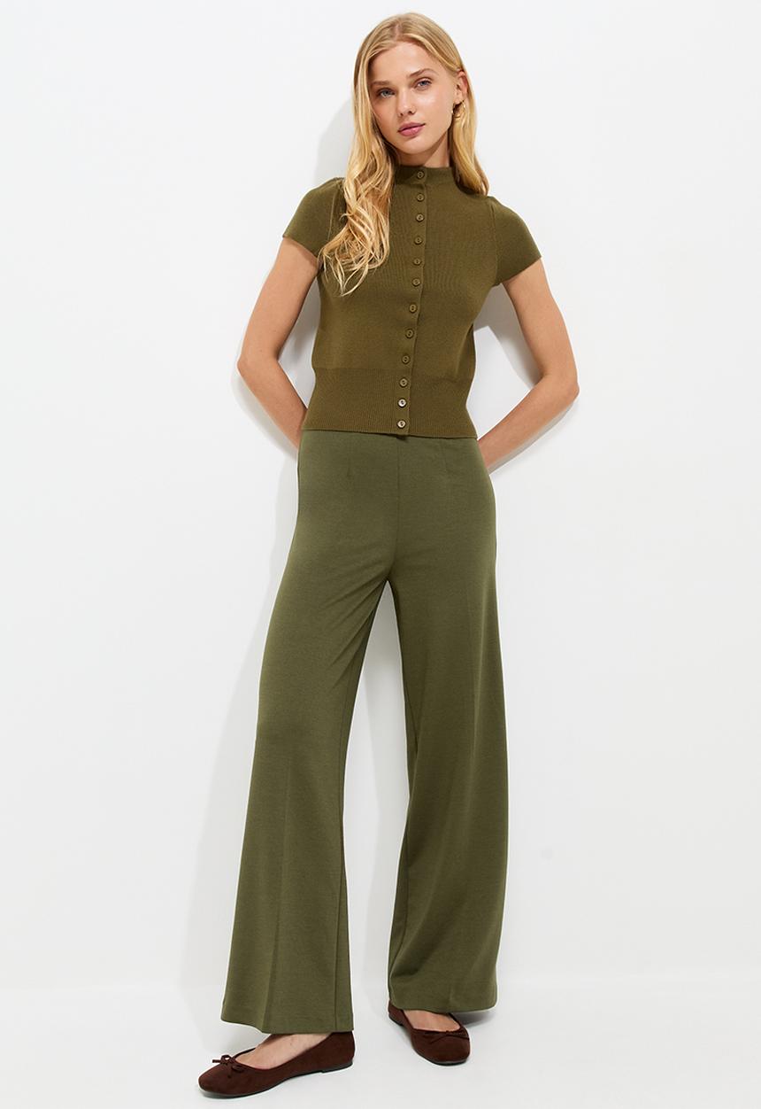 New Look - John Jersey Wide Leg Trs - Dark Khaki