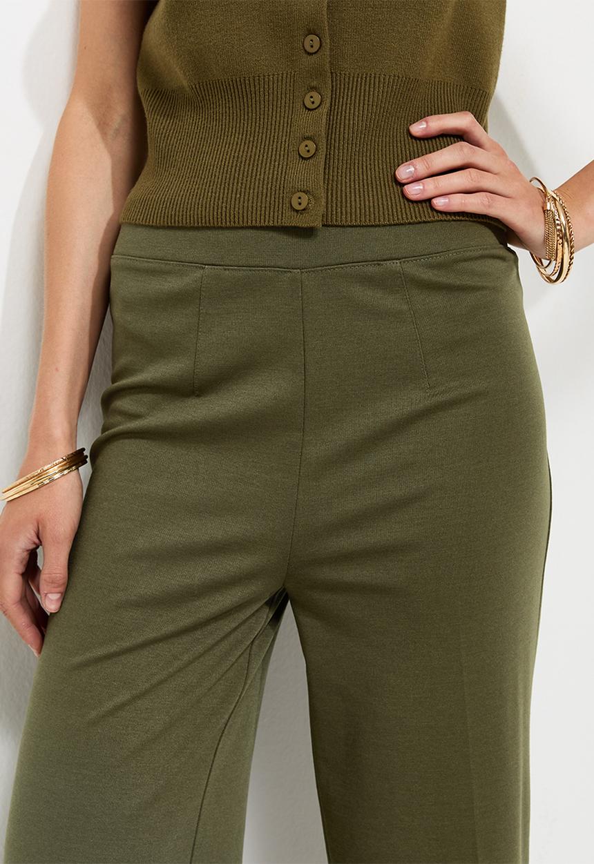 New Look - John Jersey Wide Leg Trs - Dark Khaki