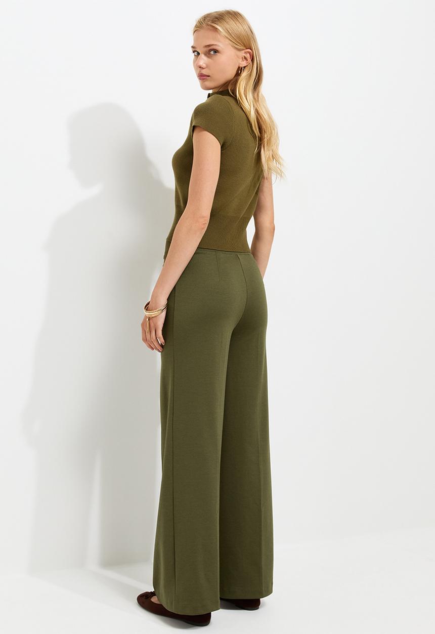 New Look - John Jersey Wide Leg Trs - Dark Khaki