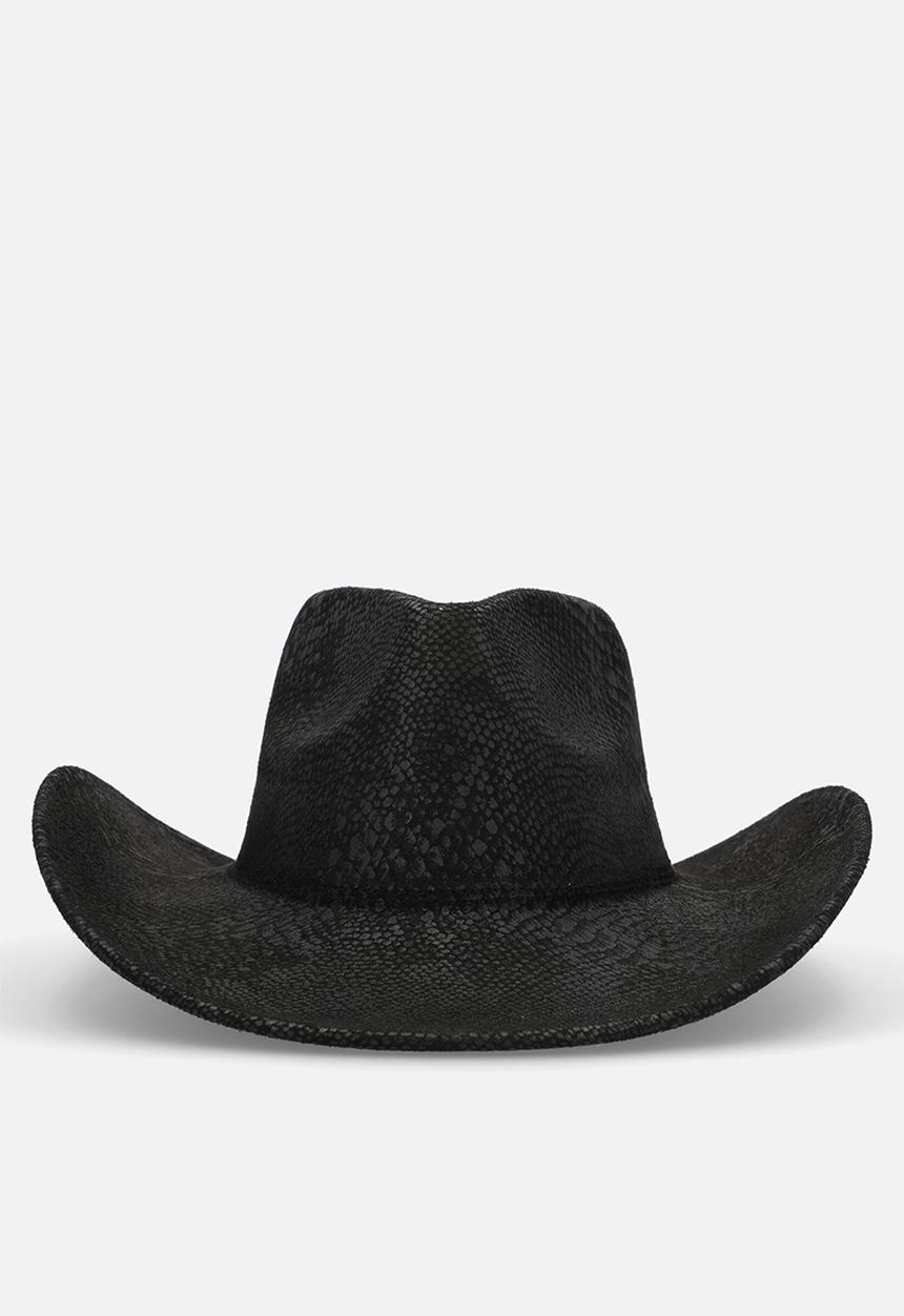 Tessa Design - Nico Snake Embossed Cowboy Hat-Black