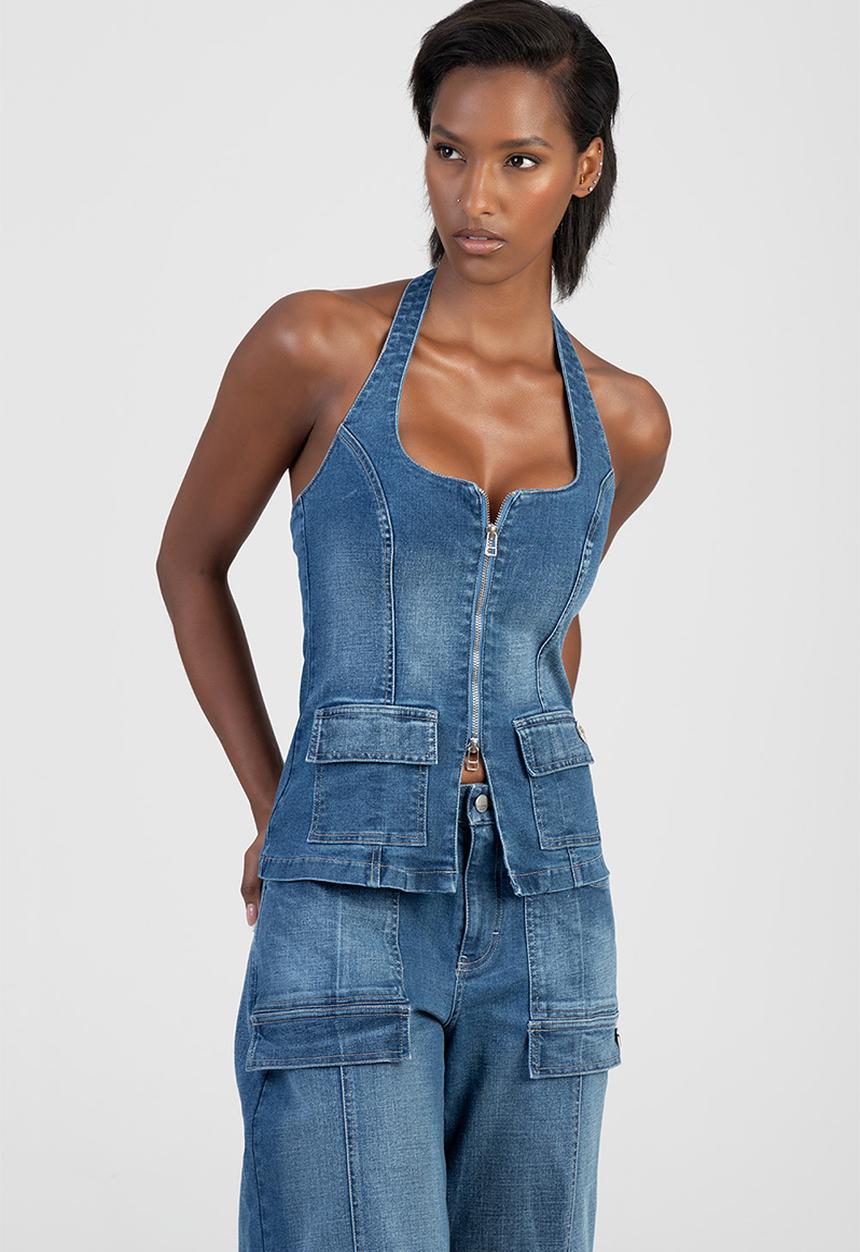 SISSY BOY - Kim Denim Top - Medium Vintage