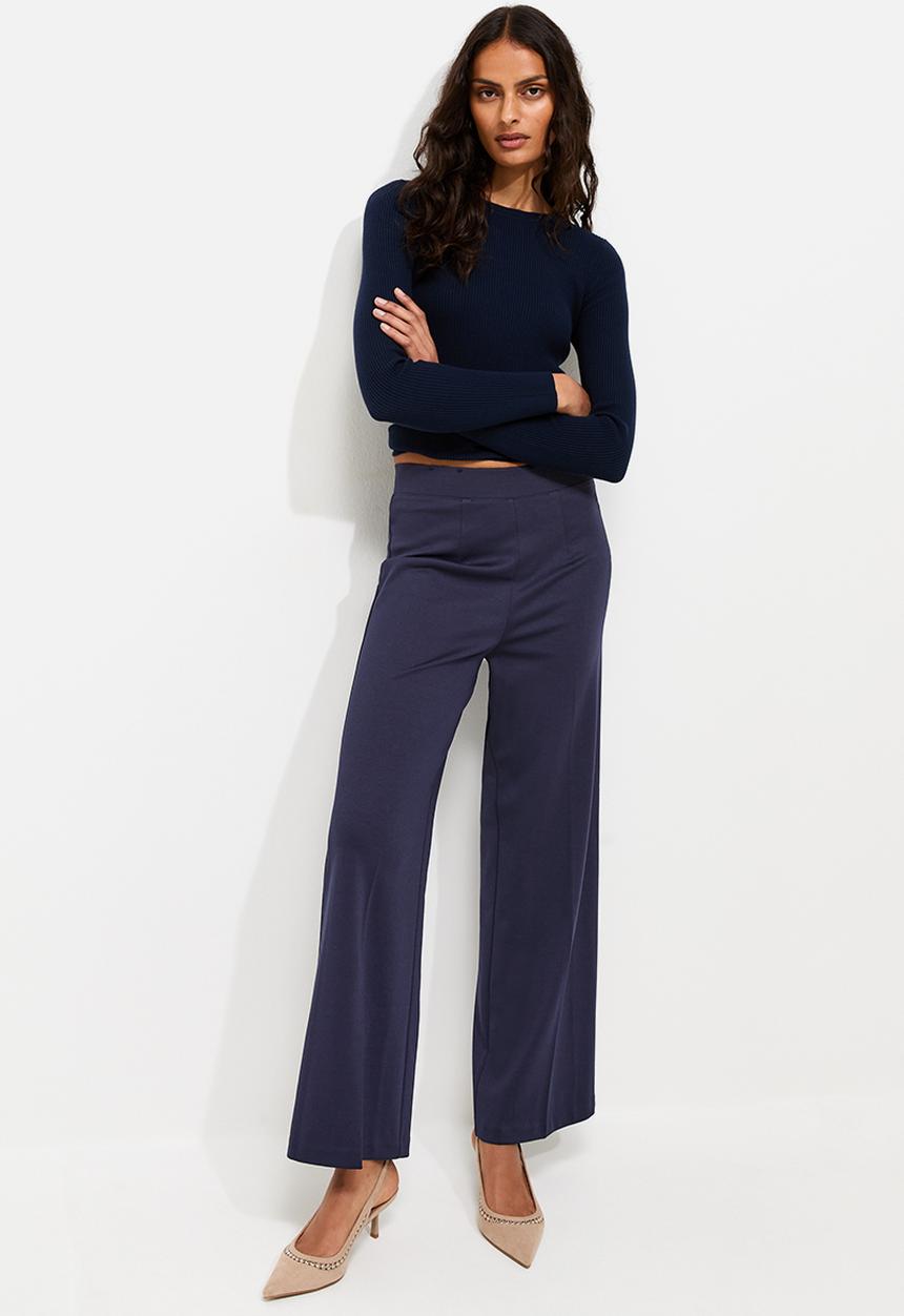 New Look - John Jersey Wide Leg Trousers - Navy