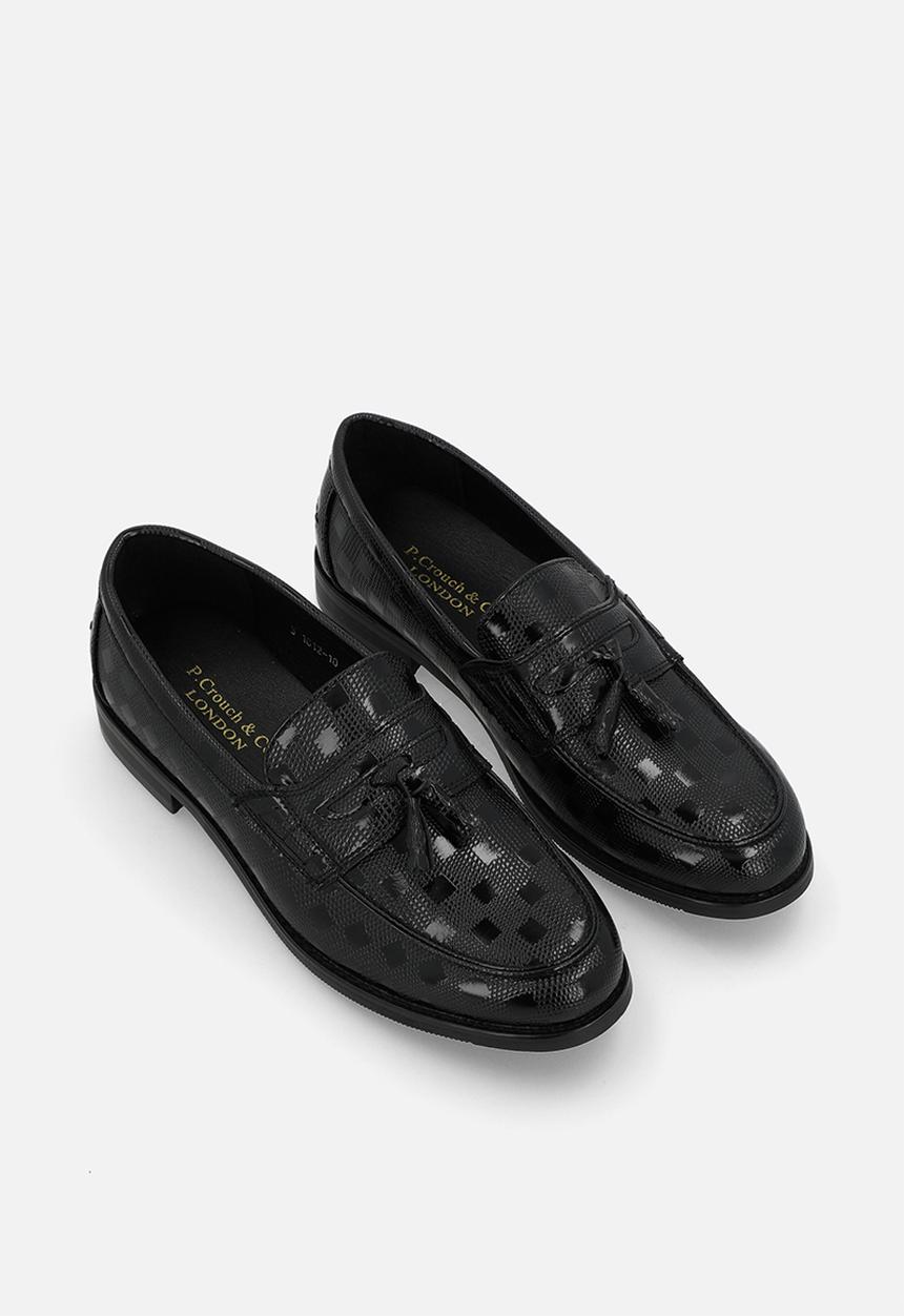 PC - Textured print Tassel Slip on -  Black