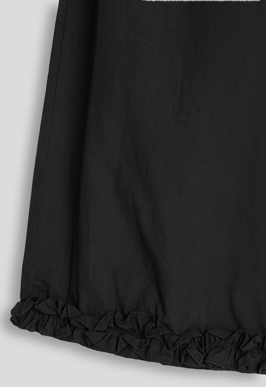 Pop Candy - Ruffle hem wide leg pants - black