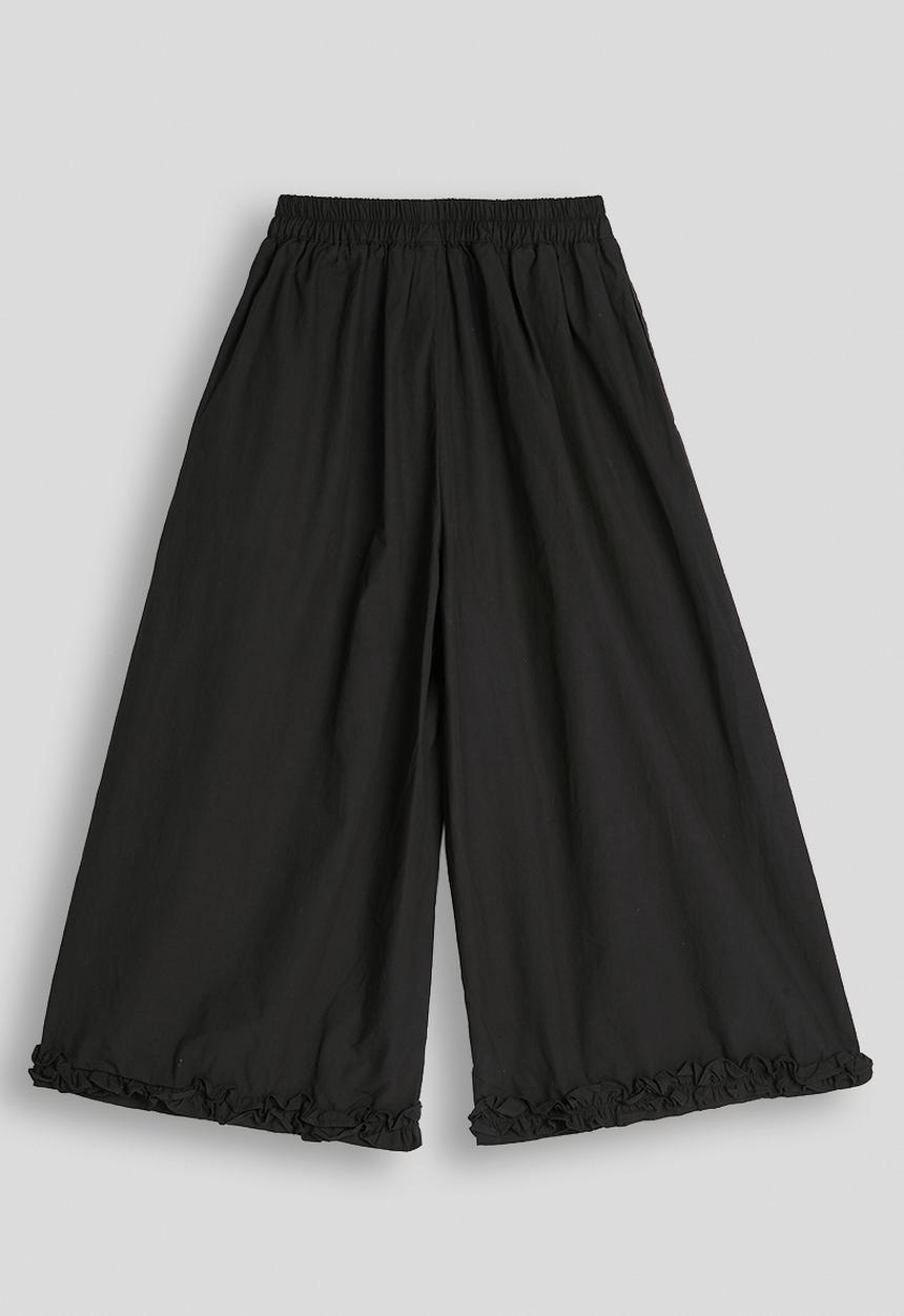 Pop Candy - Ruffle hem wide leg pants - black