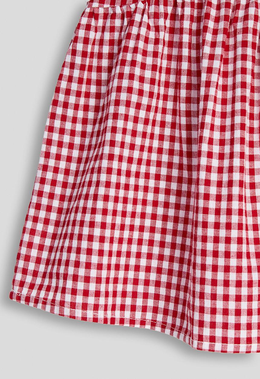 Pop Candy - Gingham ruffled armhole tunic top - red