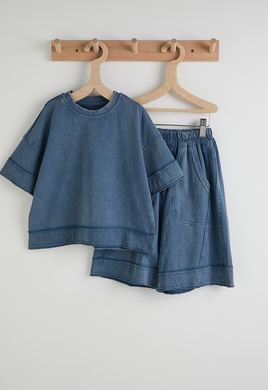 Pop Candy - Crew neck tee & shorts - dark blue