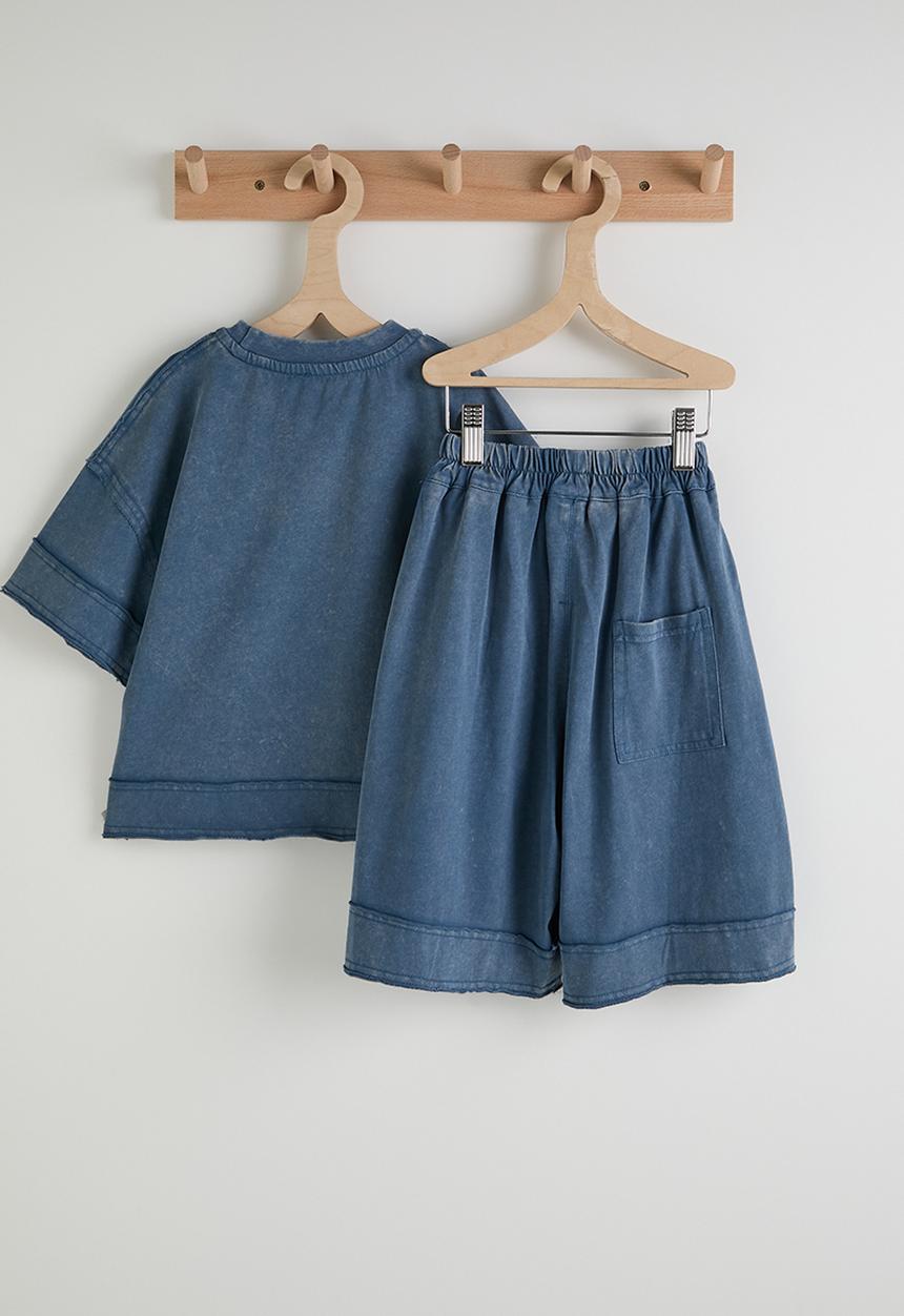 Pop Candy - Crew neck tee & shorts - dark blue