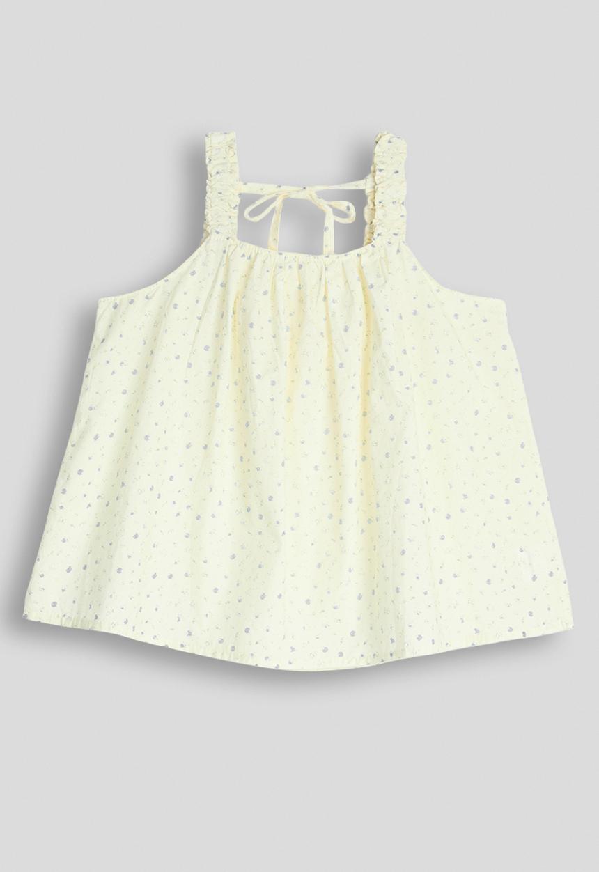 Pop Candy - Elasticated shoulder top - cream/floral aop