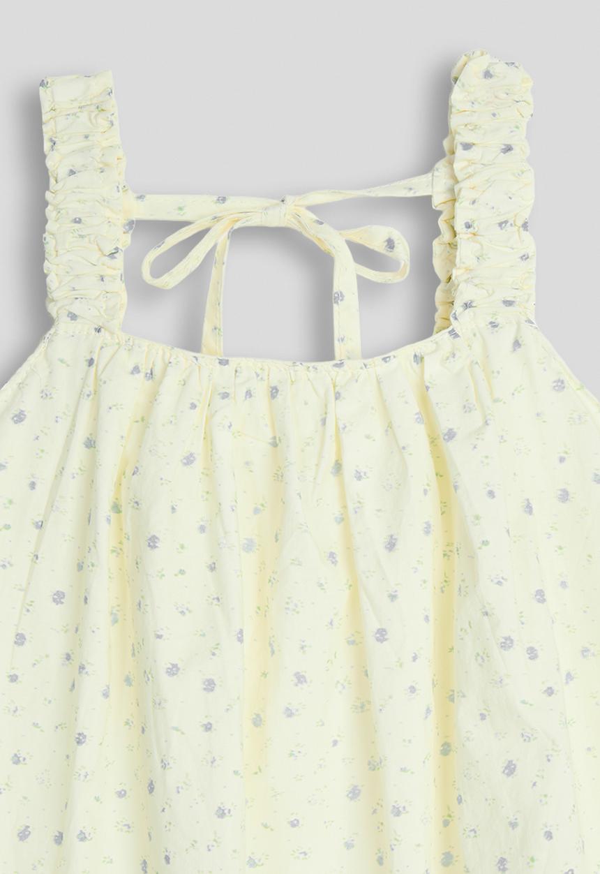 Pop Candy - Elasticated shoulder top - cream/floral aop