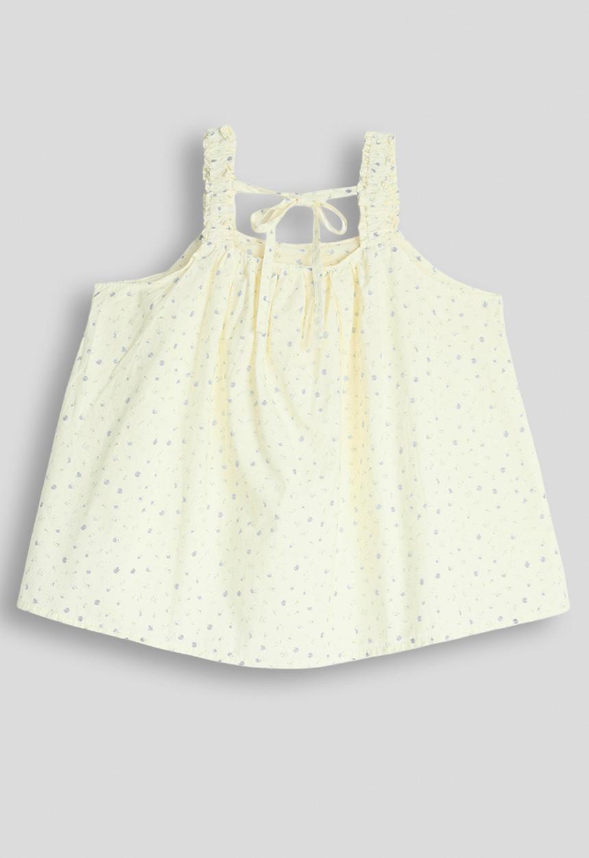 Pop Candy - Elasticated shoulder top - cream/floral aop