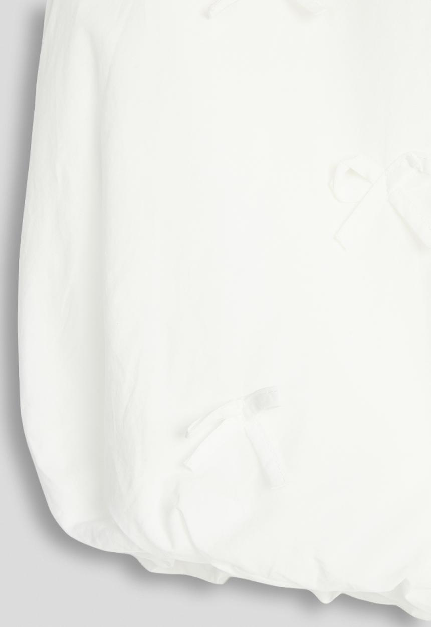 Pop Candy - Bow applique bubble hem blouse - white