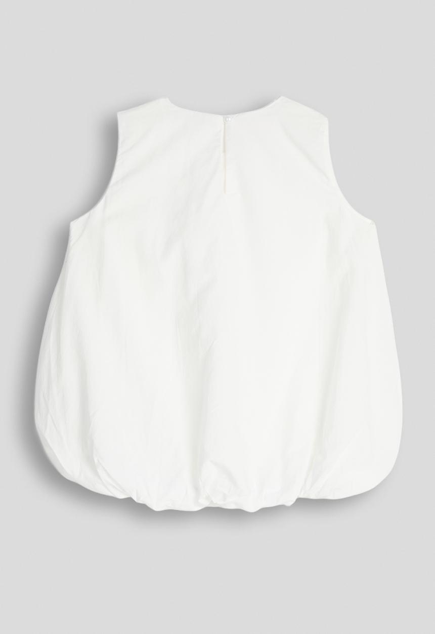 Pop Candy - Bow applique bubble hem blouse - white
