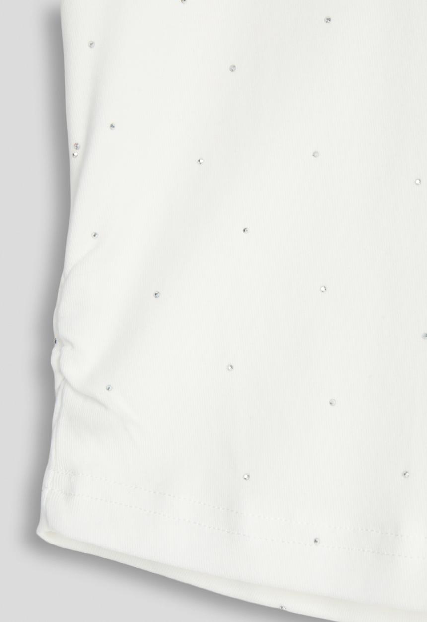 Pop Candy - Glitter slogan crew neck tee - white/smile