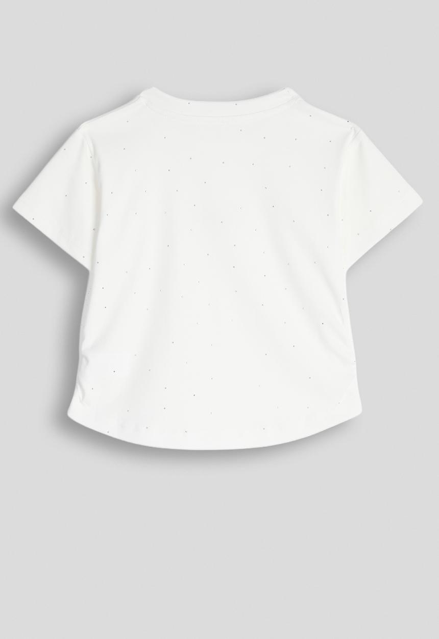 Pop Candy - Glitter slogan crew neck tee - white/smile