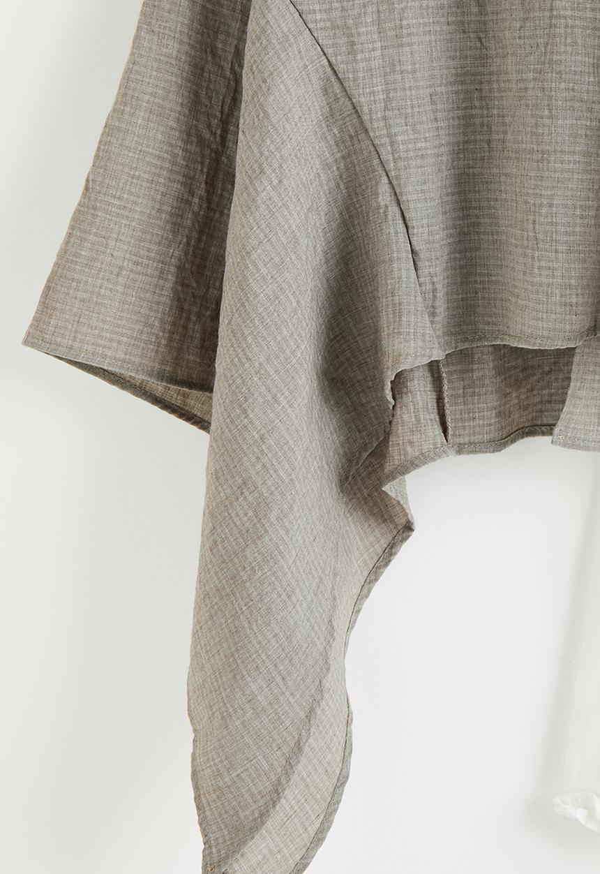 Pop Candy - Asymmtrical blouse with wide leg pants - brown/white
