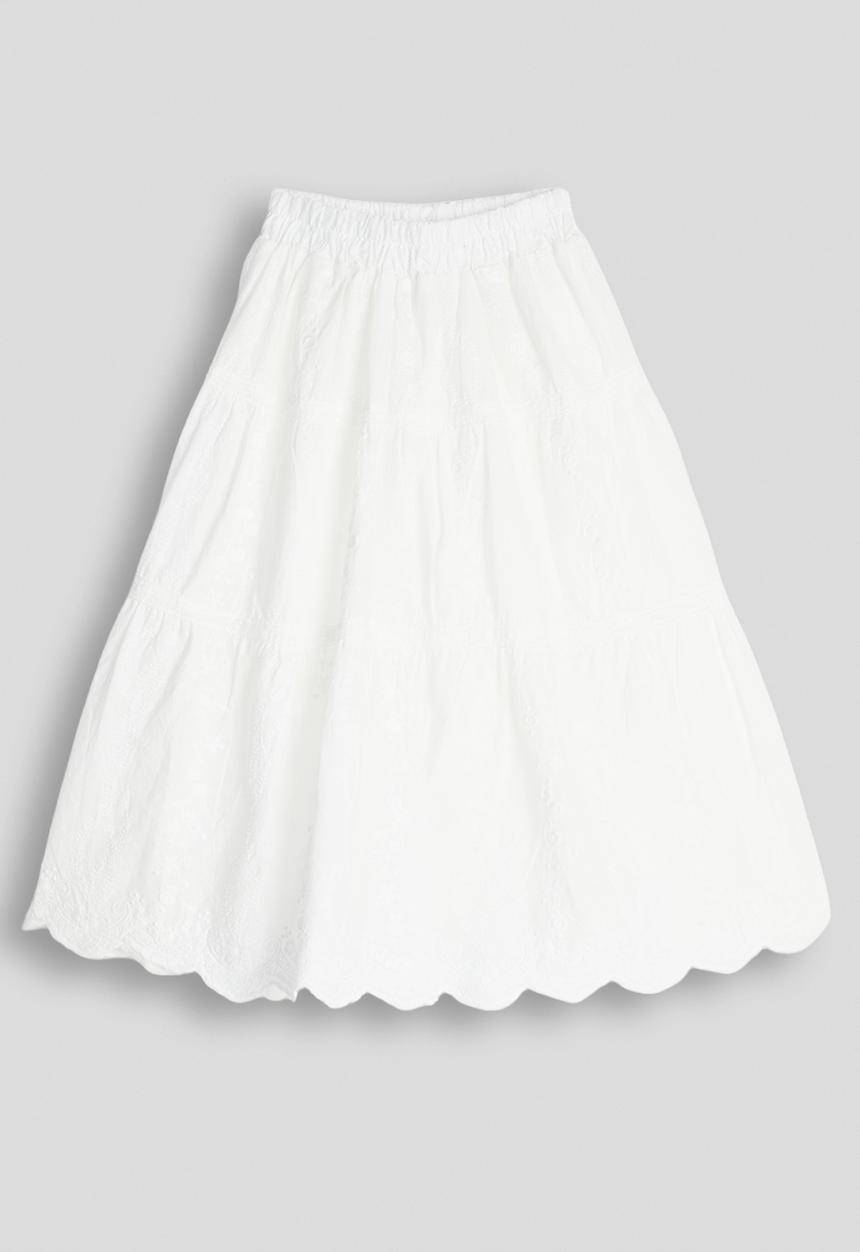 Pop Candy - Broderie gypsy skirt with scalloped hem - white