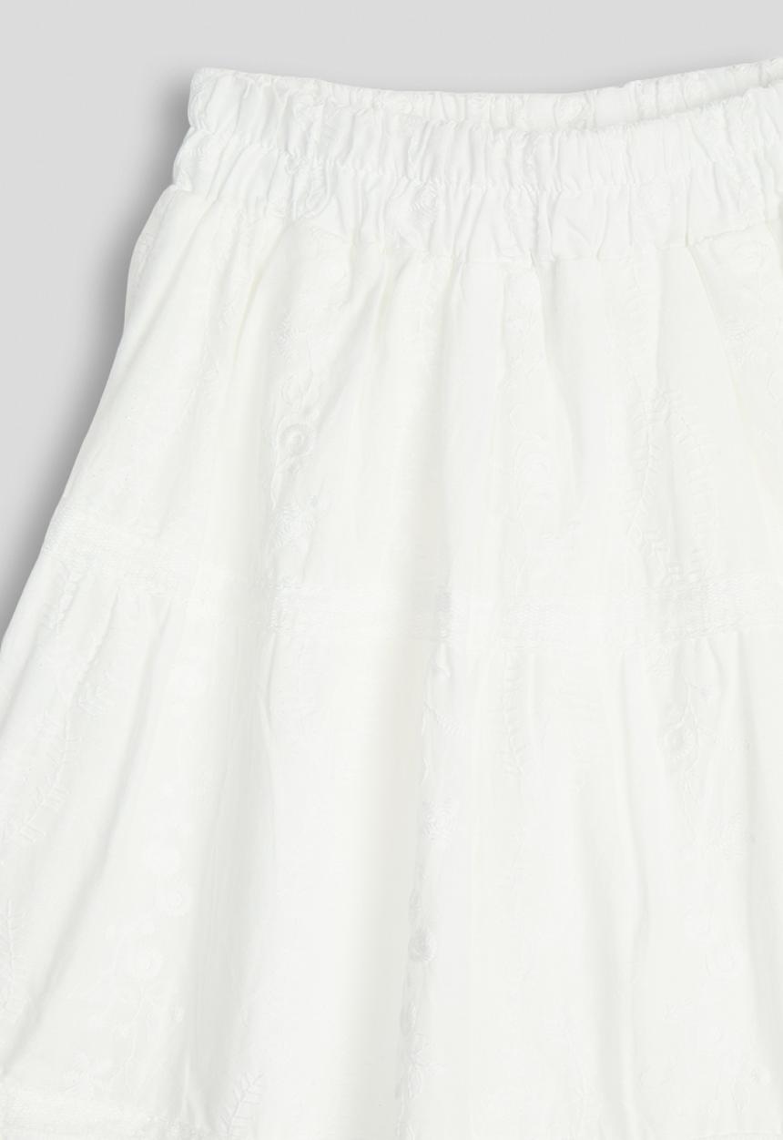 Pop Candy - Broderie gypsy skirt with scalloped hem - white
