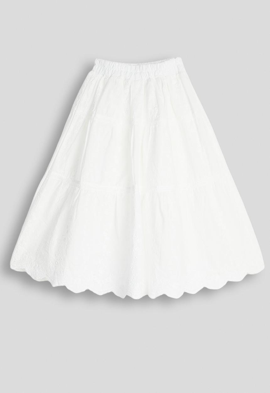 Pop Candy - Broderie gypsy skirt with scalloped hem - white