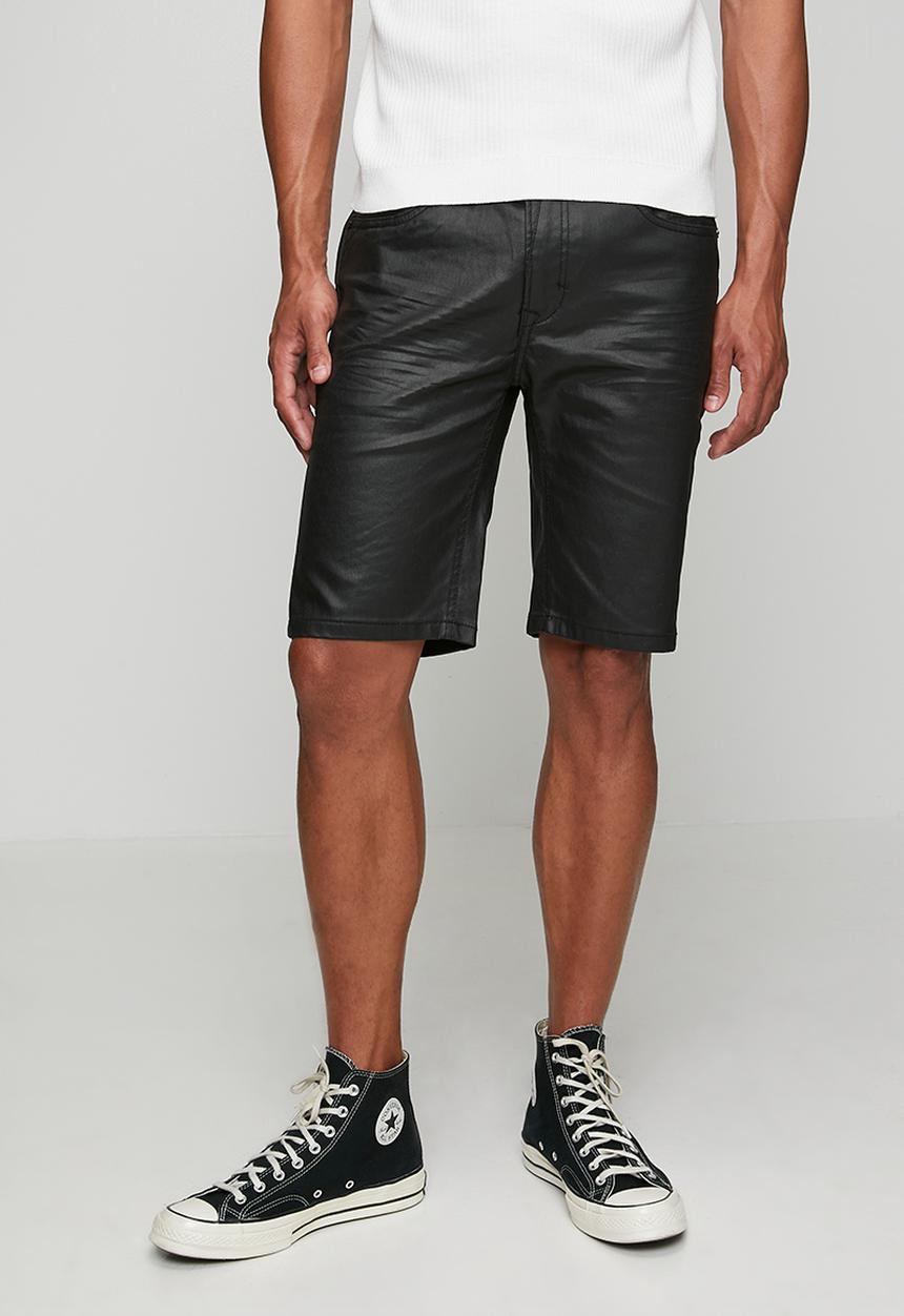 SOVIET - Coated Denim Shorts - Black