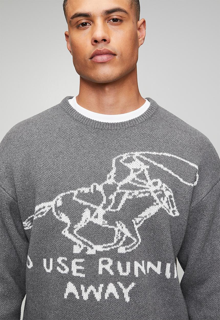 Only & Sons - Gunner Life Rix Long sleeve Jacquard Crew Knit - Grey