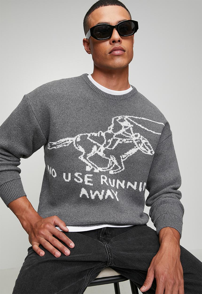 Only & Sons - Gunner Life Rix Long sleeve Jacquard Crew Knit - Grey