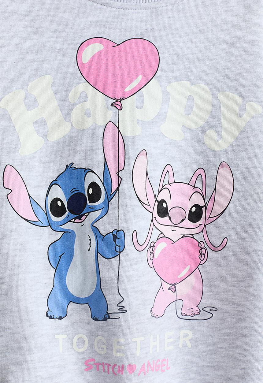 H&M - Printed sweatshirt - light grey marl/lilo & stitch