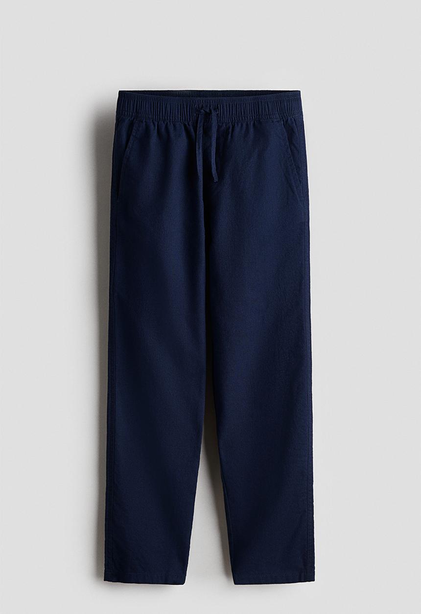 H&M - Linen-blend trousers - navy blue