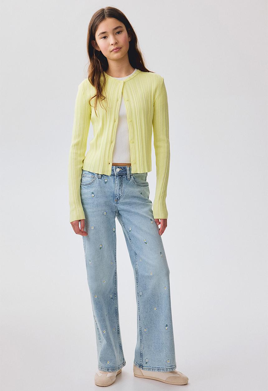 H&M - Baggy fit bootcut leg jeans - light denim blue/floral