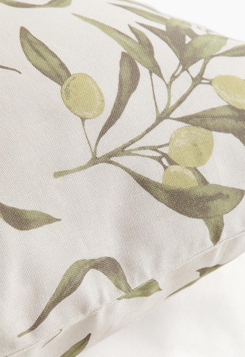 H&M - Patterned cushion cover - light beige/olives
