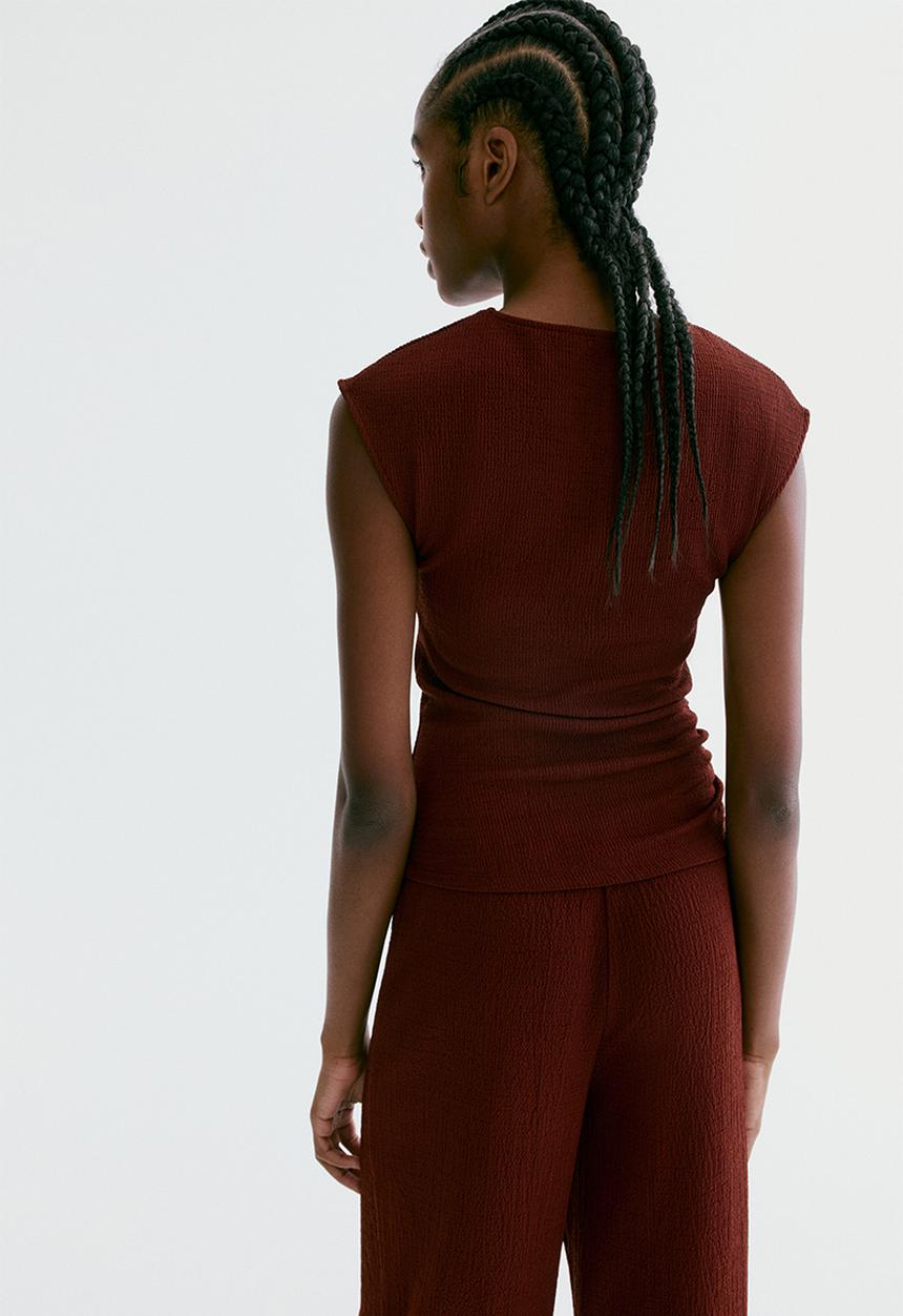 H&M - Textured jersey top - rust red