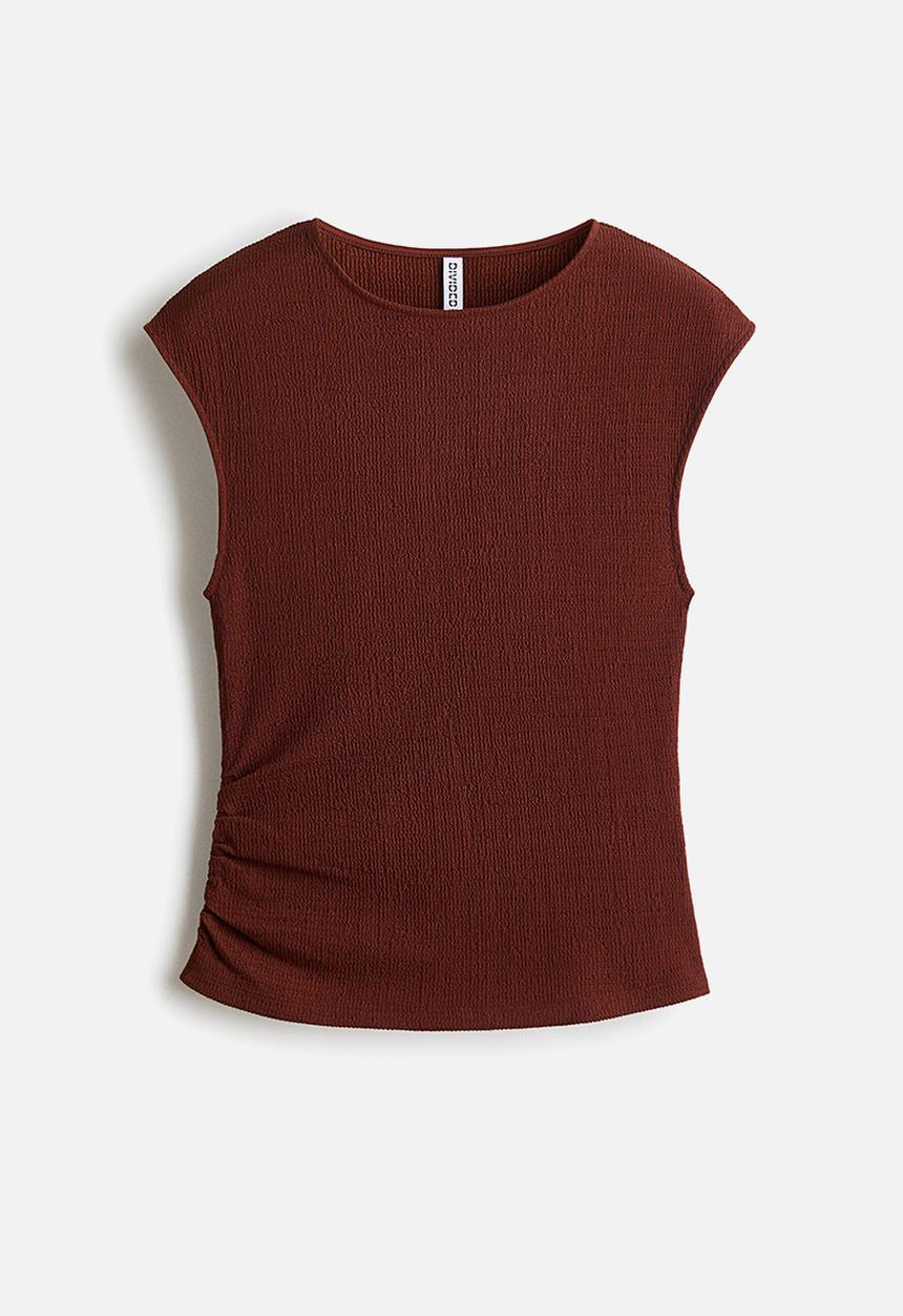 H&M - Textured jersey top - rust red