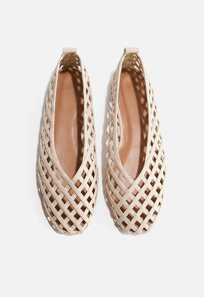 H&M - Braided-look ballet flats - light beige