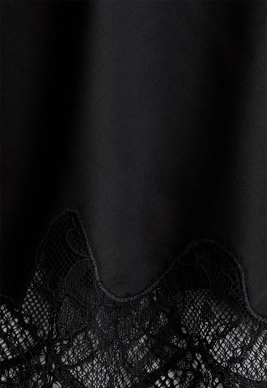 H&M - Lace-trimmed slip skirt - black