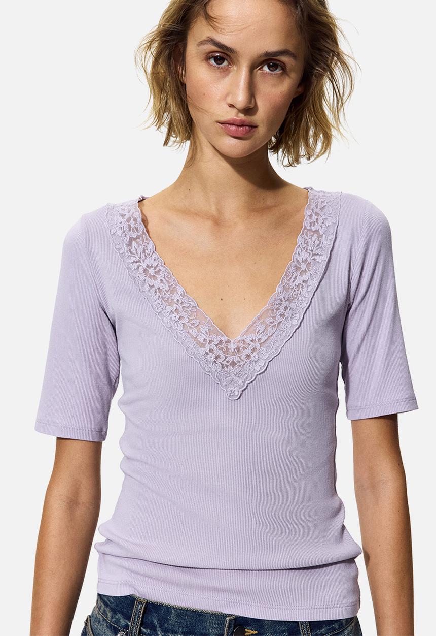 H&M - Ribbed v-neck top - lilac
