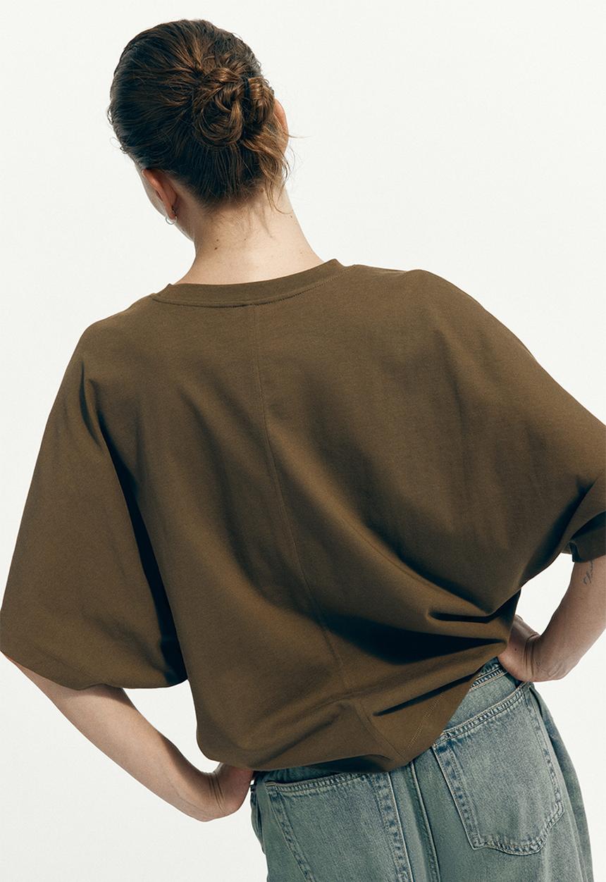 H&M - Batwing-sleeved t-shirt - dark khaki green